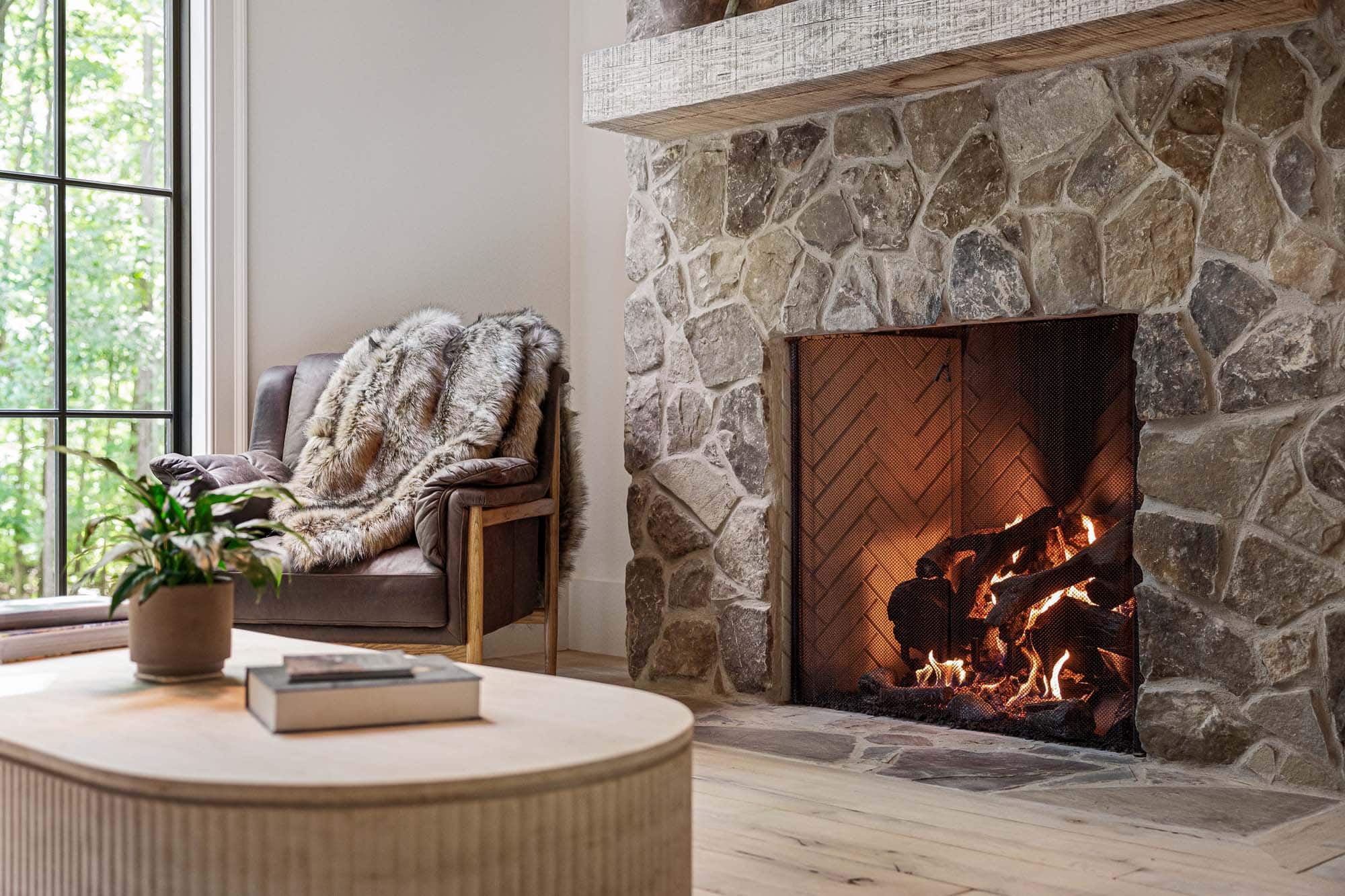 Blackberry Ridge chair and fireplace